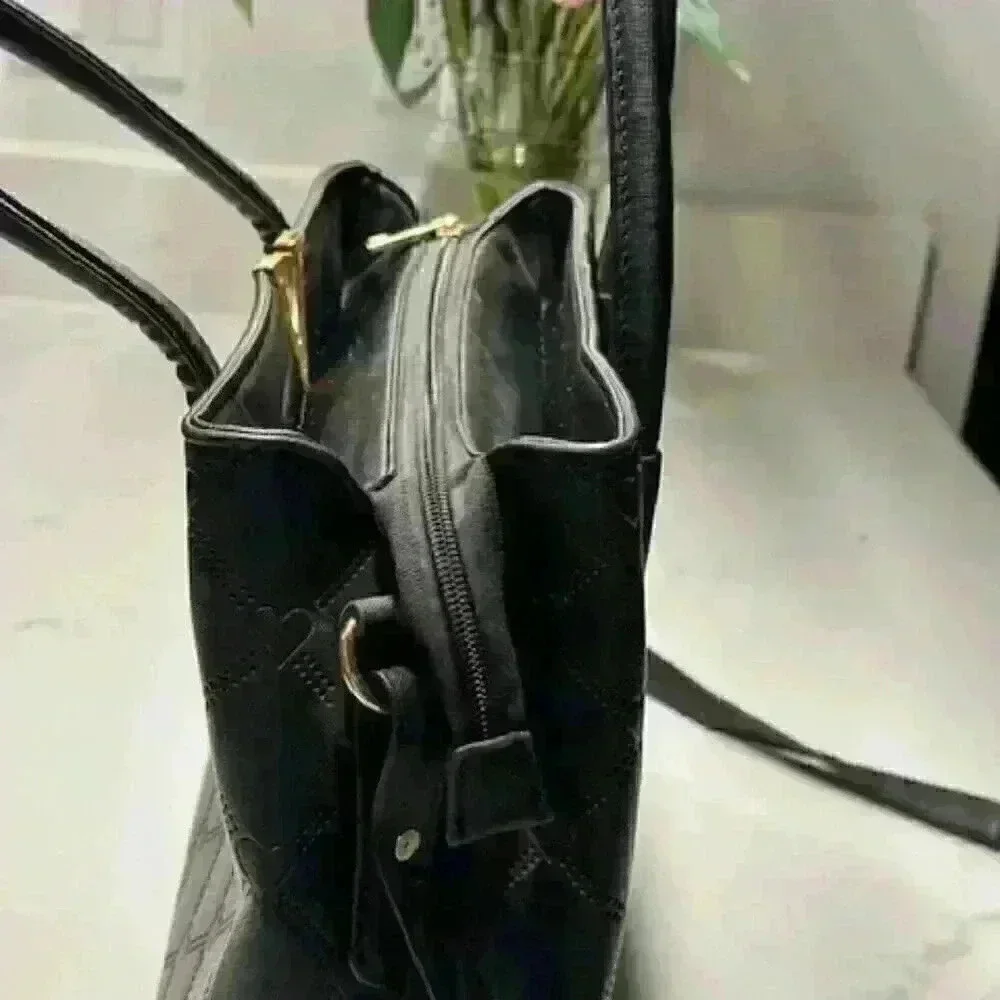 NWOT Crossi Black Vegan Leather Tote Shoulder Bag - Picture 12 of 12